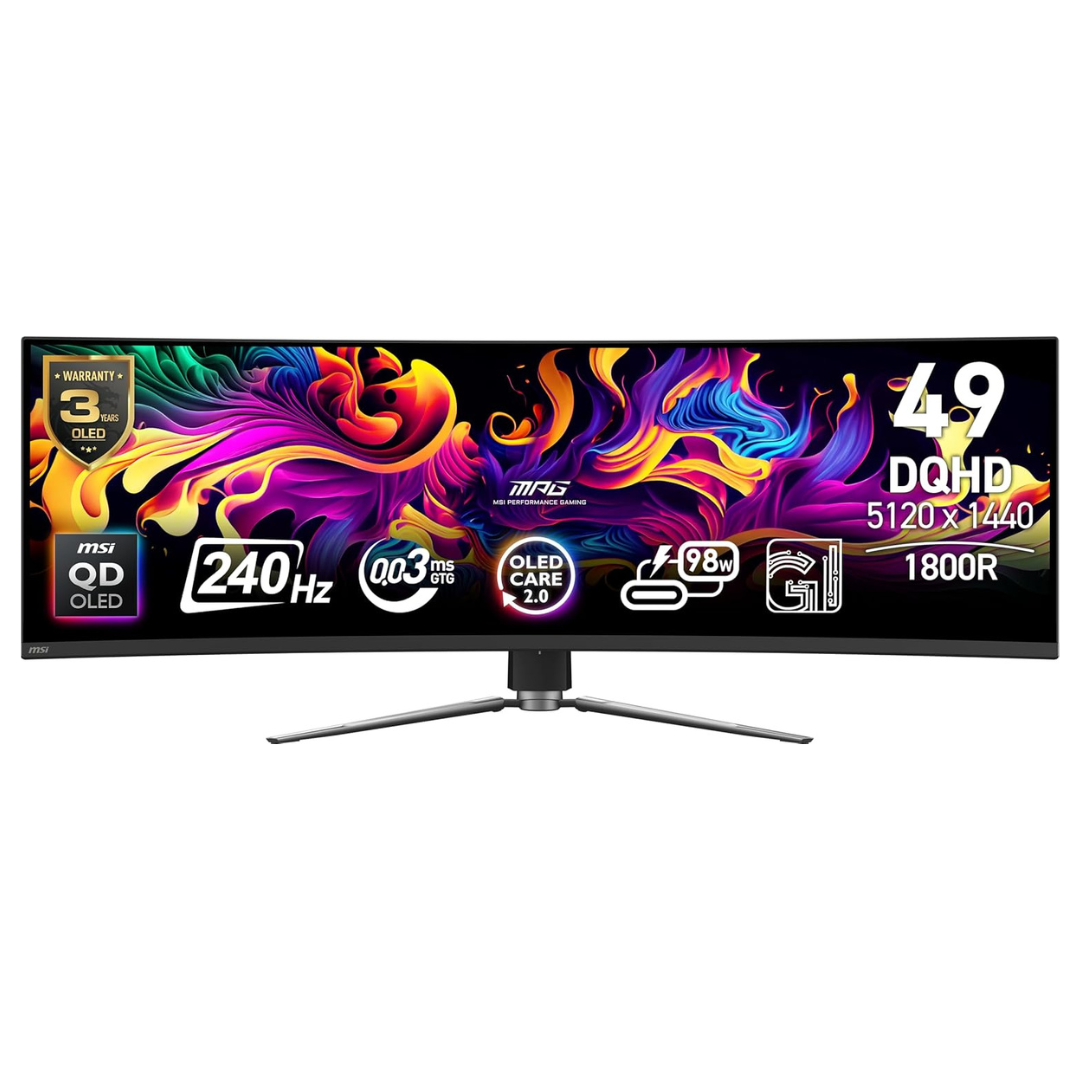 49" MSI MPG 491CQPX QD-OLED Curved 240Hz 0.03ms HDR Freesync And G-SYNC Compatible Gaming Monitor