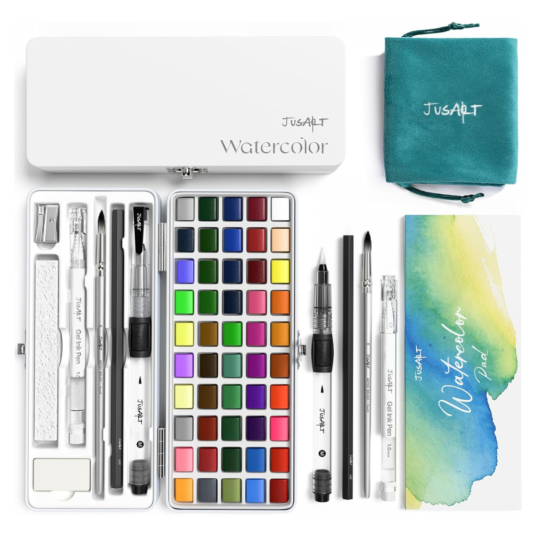JusArt 50-Color JusArt Watercolor Paint Set