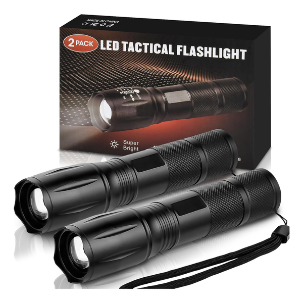 2-Pack Zoomable LED Flashlights With 5 Modes
