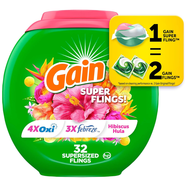 32-Count Gain Super Flings Laundry Detergent Packs