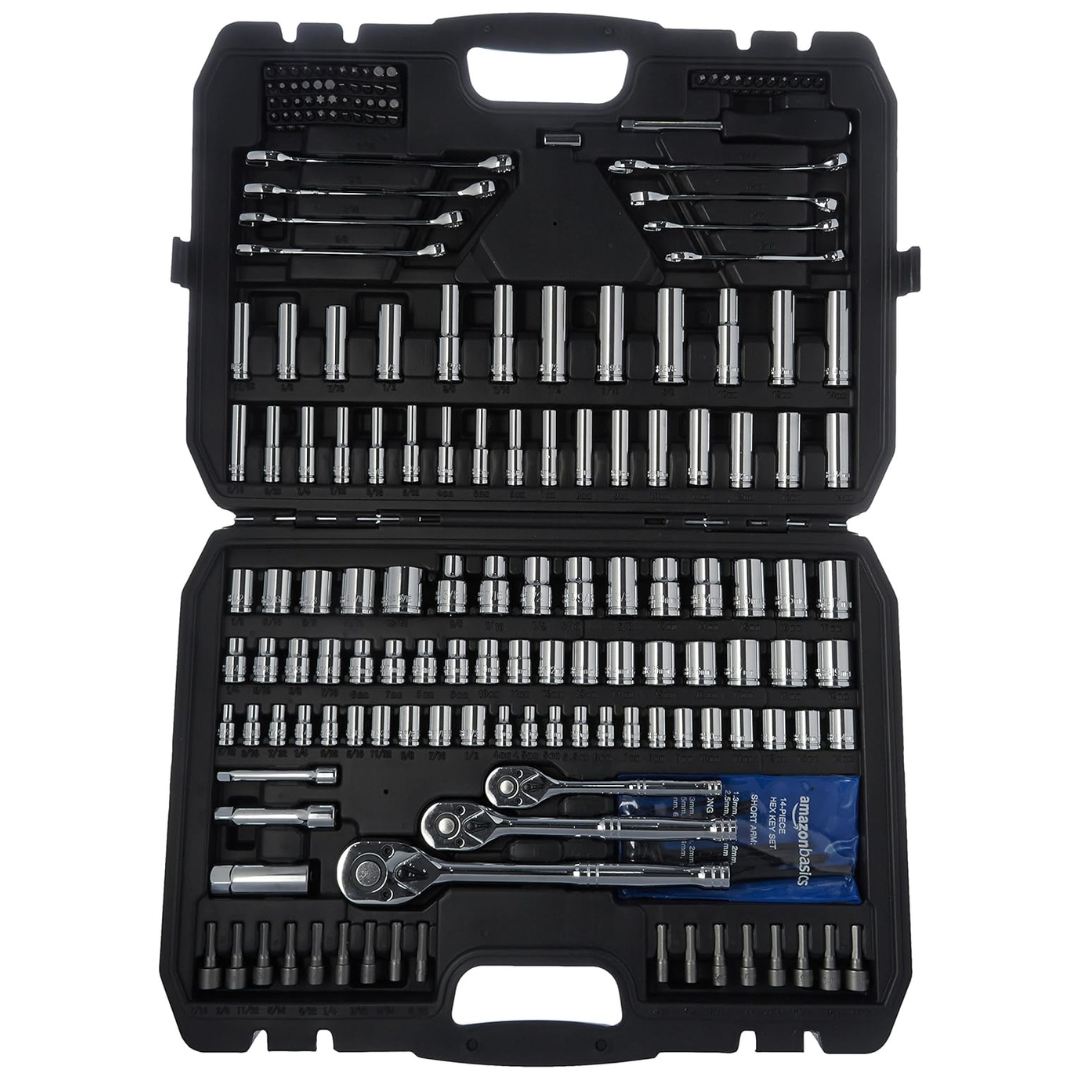 Amazon Basics Mechanic's Tool Socket Set With Case