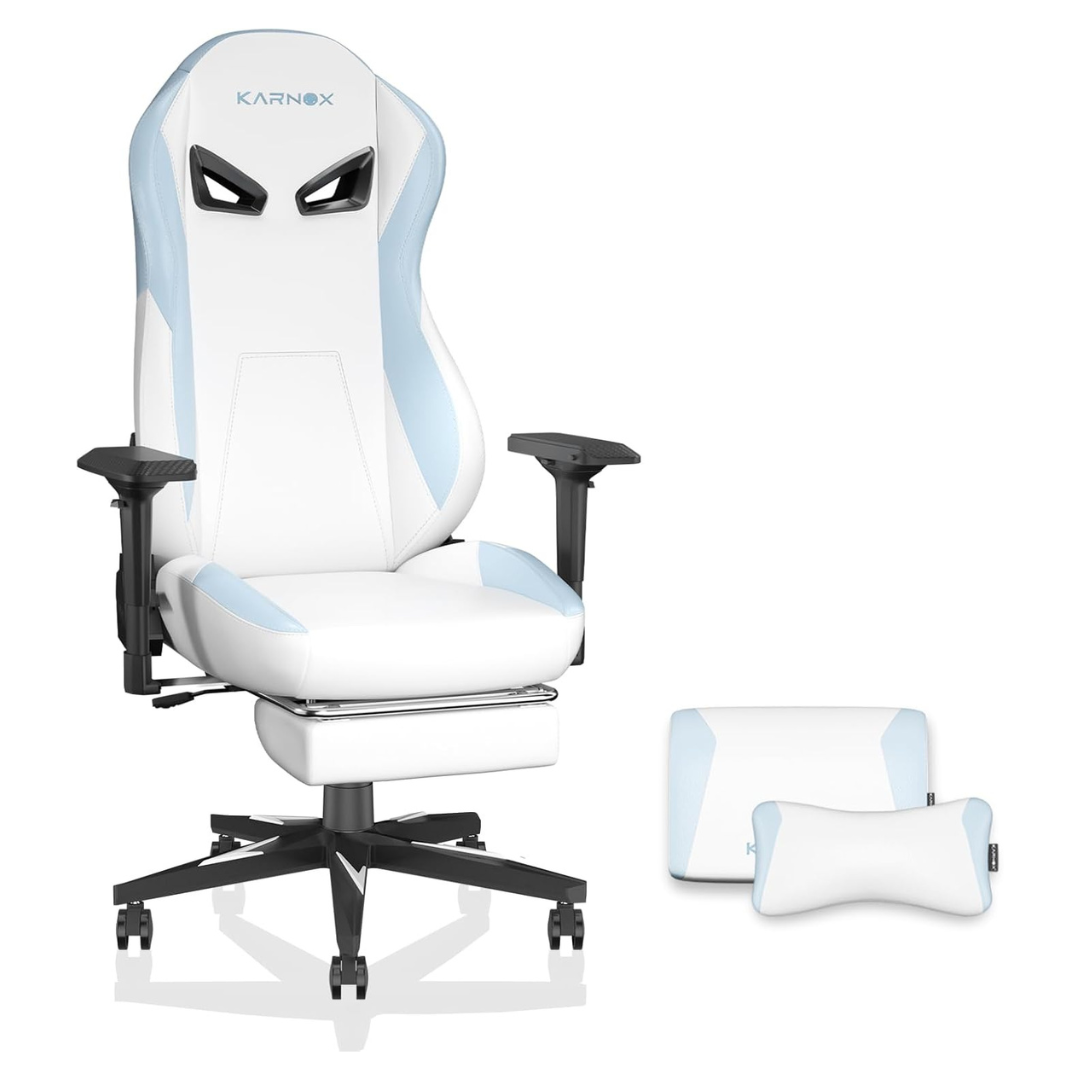 PU Leather Ergonomic Gaming Chair W/ Lumbar Support, Footrest & Headrest