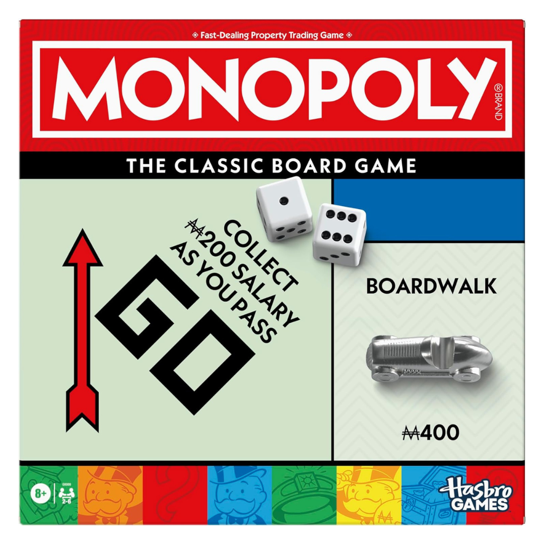 Monopoly Classic Board Game With Storage Tray & Larger Tokens