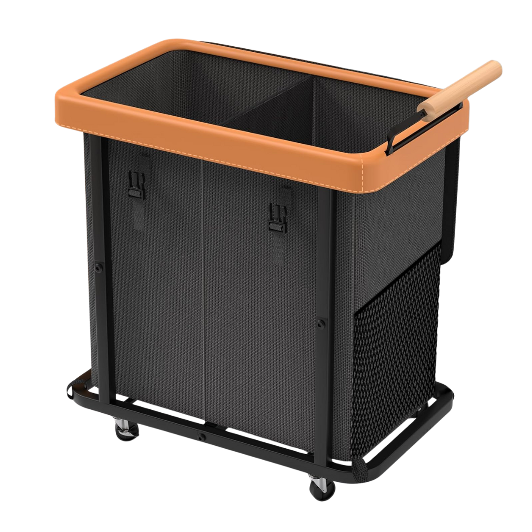 50-Gal 2-Section Extra Large Rolling Laundry Hamper w/ Lid & Handle