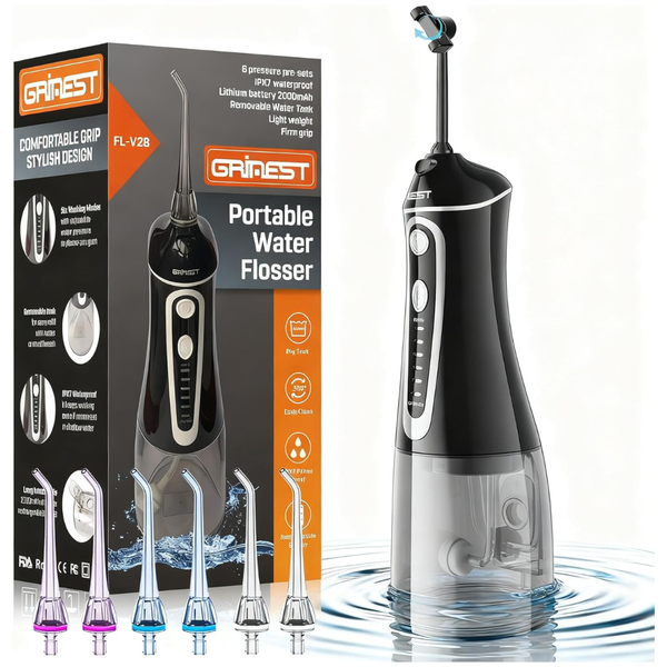 Grinest 7-Modes Rechargeable Cordless Portable Water Dental Flosser