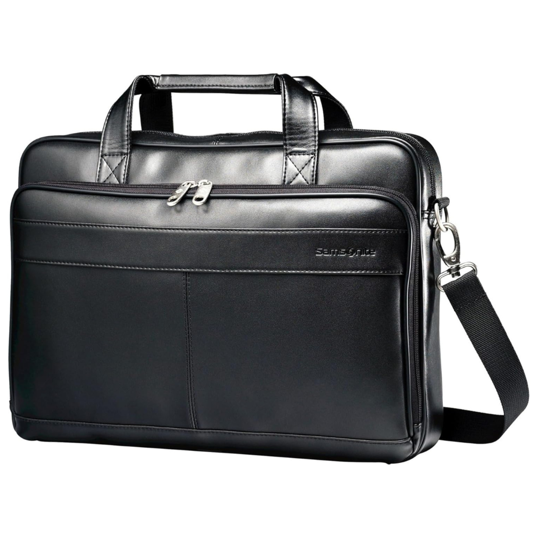 Samsonite Leather 16" Slim Briefcase with Laptop Pocket