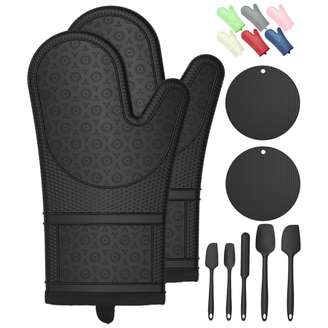 Two Oven Mitts, 2 Hot Pads And 5 Five Silicone Spatulas (various)
