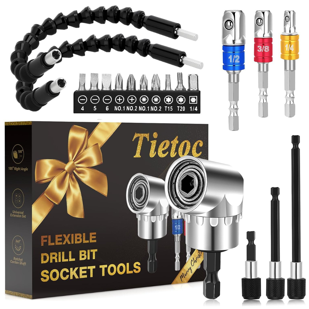 19-Piece Tietoc Flexible-Drill-Bit-Extension Set