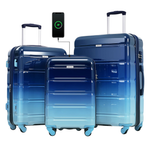 3-Piece Merax ABS Hardshell Luggage W/ Spinner Wheels & USB Port