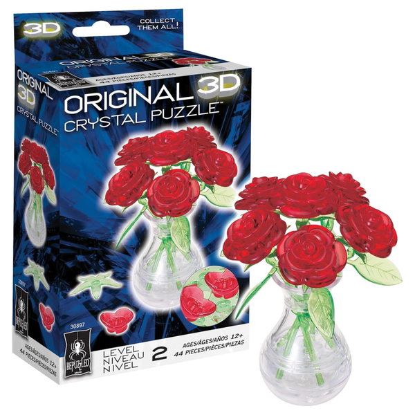 BePuzzled Roses In Vase Original 3D Crystal Puzzle