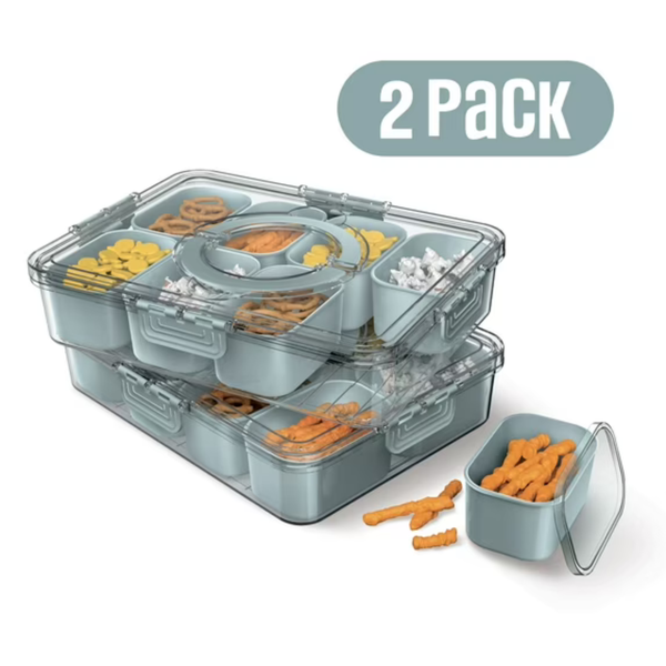 2-Pack Cook With Color 8-Compartment Snackle Box With Lids And Handle