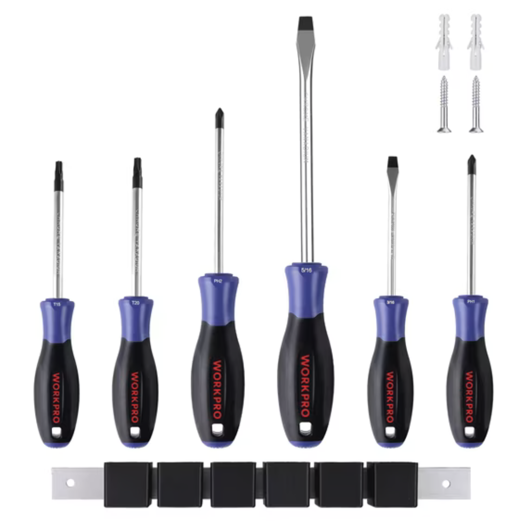 6-Piece WORKPRO Magnetic Screwdrivers Set With Organizer