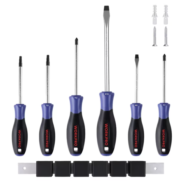 6-Piece WORKPRO Magnetic Screwdrivers Set With Organizer