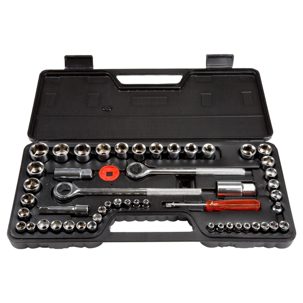 52-Piece Drive 1/4, 3/8 & 1/2 Sockets SAE And Metric Tools Set