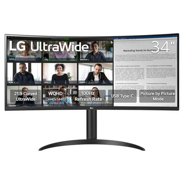 34" LG 34WR55QK-B Curved WQHD 100Hz 5ms HDR VA Monitor