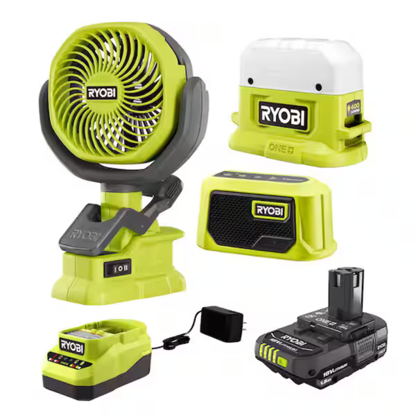 RYOBI ONE+ 18V Cordless 3-Tool Campers Kit With Area Light Bundle