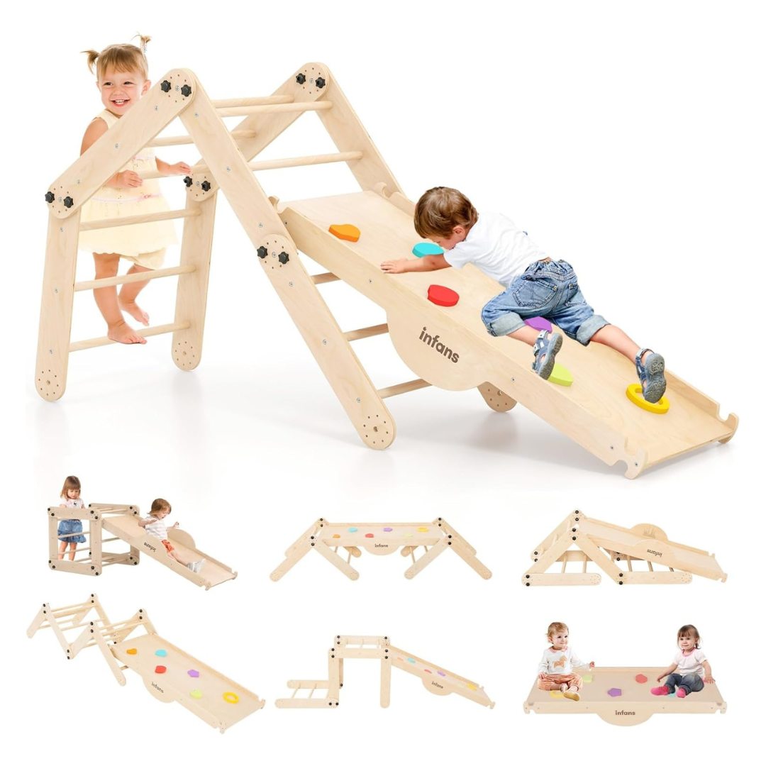 INFANS 12-In-1 Wooden Montessori Foldable Climbing Toys Set
