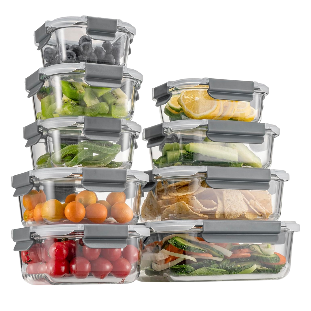 10-Pack Glass Airtight Food Storage Containers With Lids