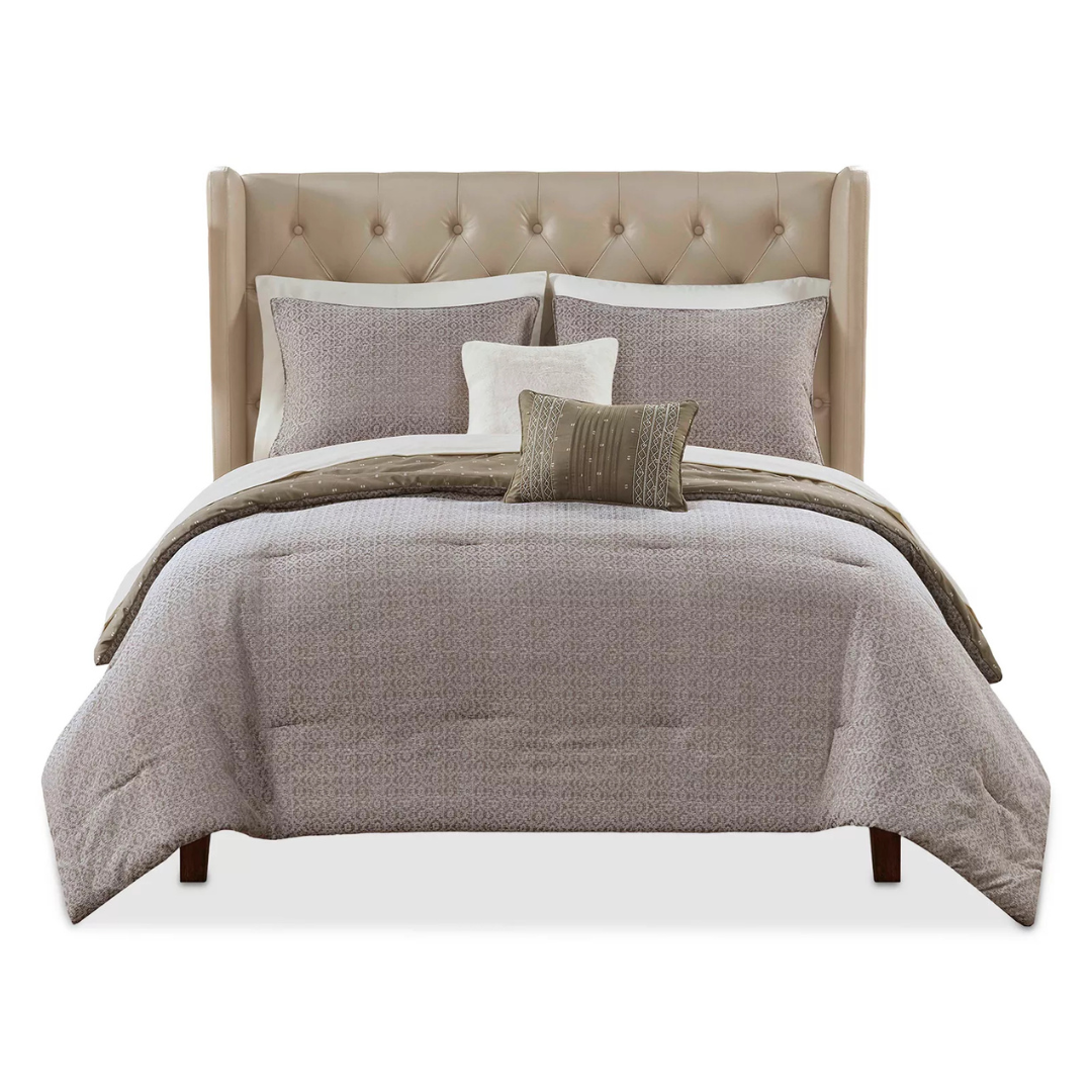 9-Piece JLA Home Berkley Comforter Set (Queen, Brown)