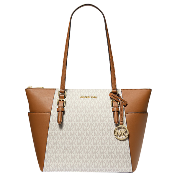 Michael Kors Charlotte Large Logo & Leather Top-Zip Tote Bag