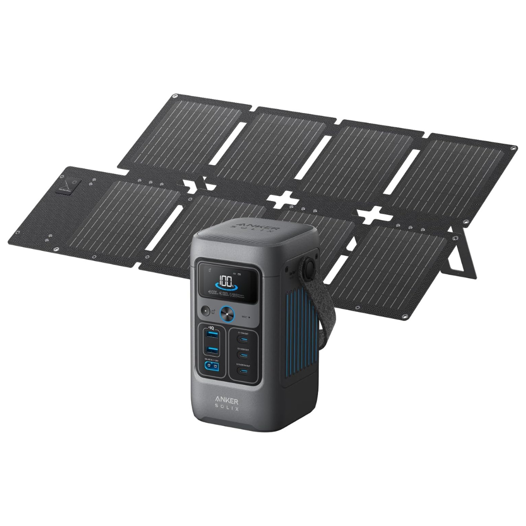 Anker SOLIX C200 192Wh 60000mAh DC Power Bank W/ 60W Foldable Solar Pane