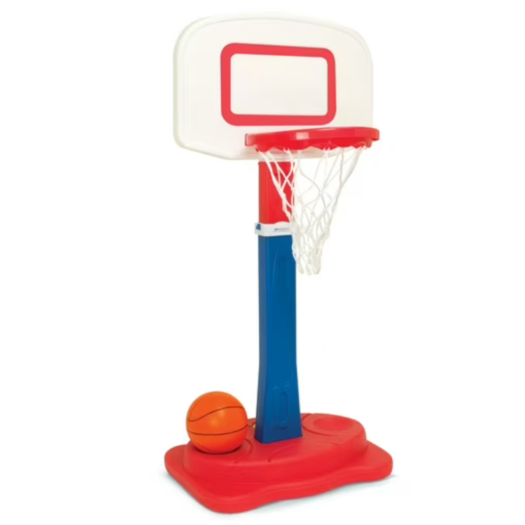 Play Day Adjustable Basketball Goal With Built-In Ball Storage