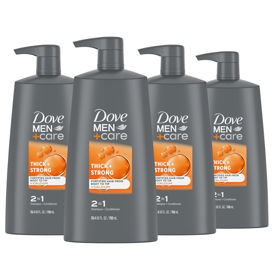4-Pack 25.4-Oz Dove Men + Care 2-In-1 Shampoo & Conditioner (Thick + Strong)