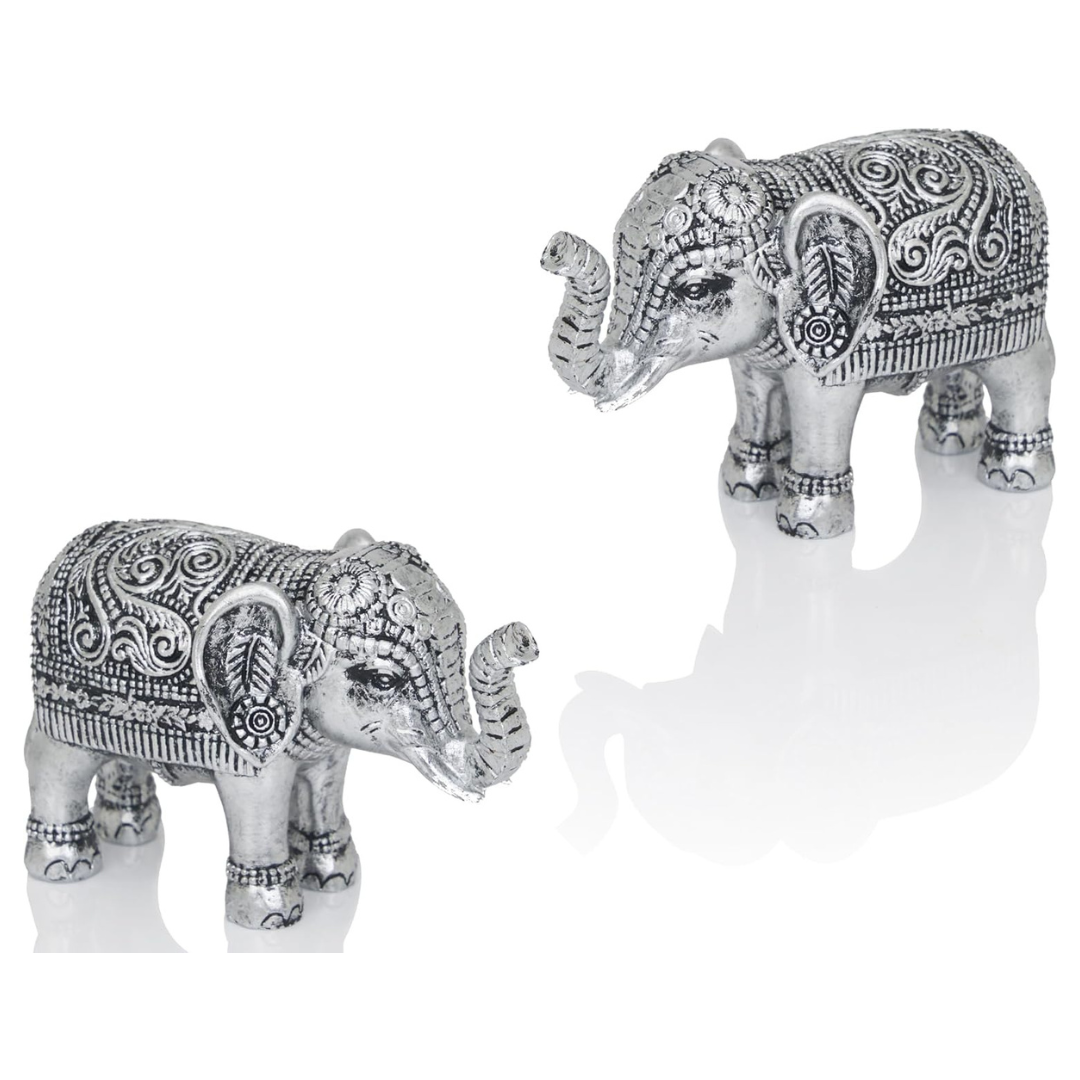 Small Elephant Statue Home Decoration (Set of 2)