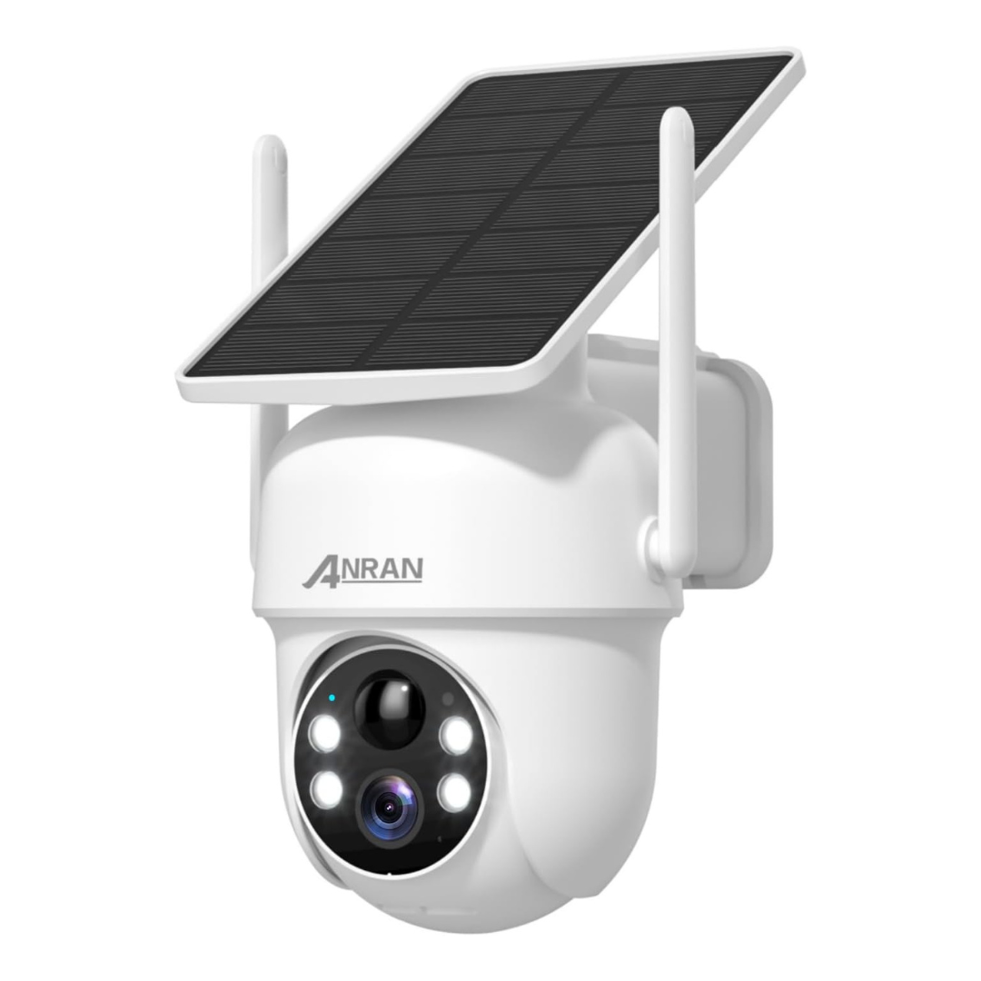 ANRAN 2K Solar Security Camera w/ Fixed Solar Panel, 360deg. PTZ