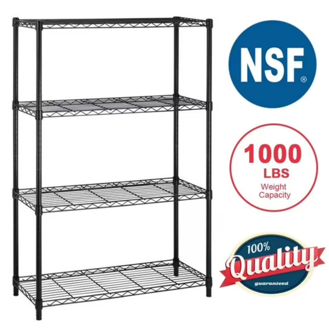 BestOffice 4-Shelf Metal Wire Storage Rack (54"x36"x14")