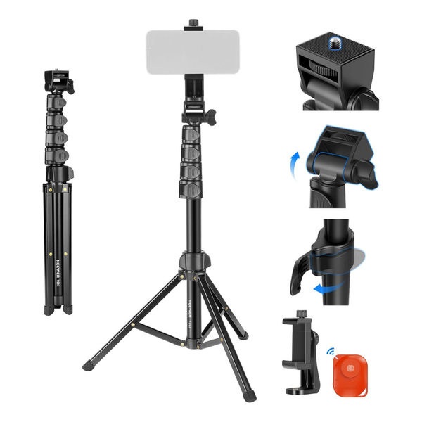 Neewer Basic 66" Metal Phone Holder Tripod w/ Bluetooth Remote