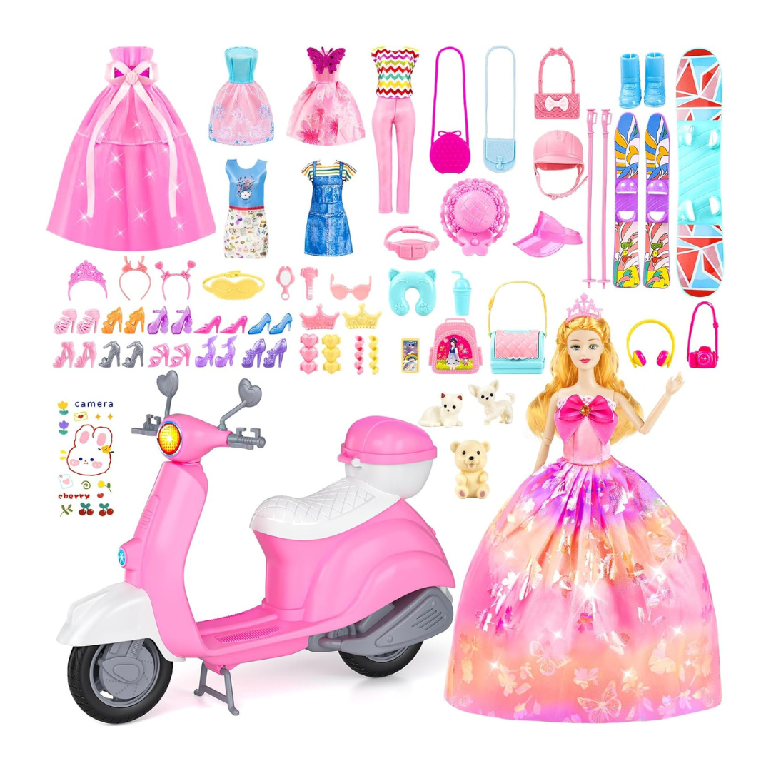 67-Piece Glisiol Girl Kids Doll Clothes Playset and Accessories