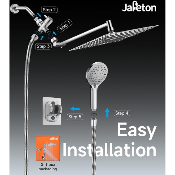 10" Stainless Steel Rainfall Shower Head & Handheld Combo