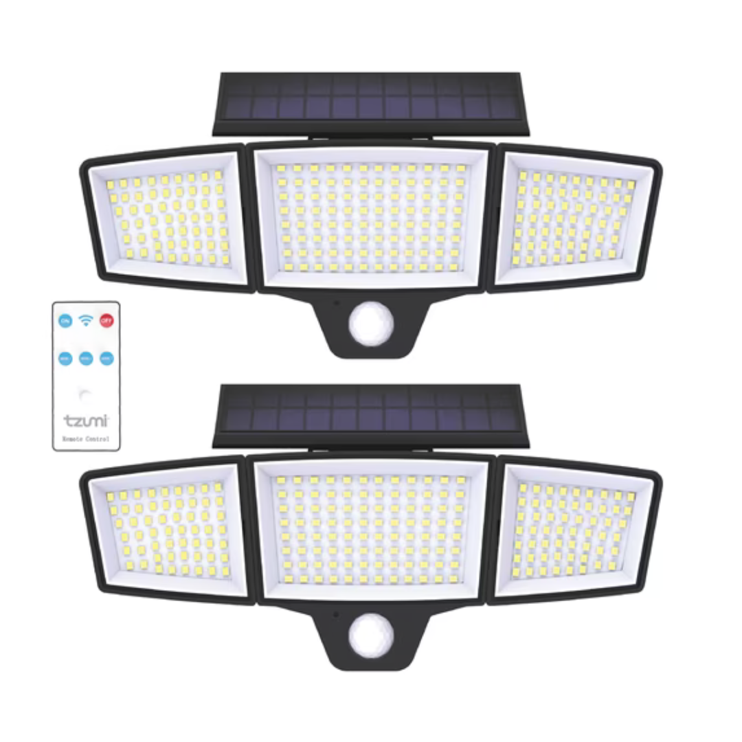 2-Pack Tzumi Solar Motion Sensor Flood Lights With Remote
