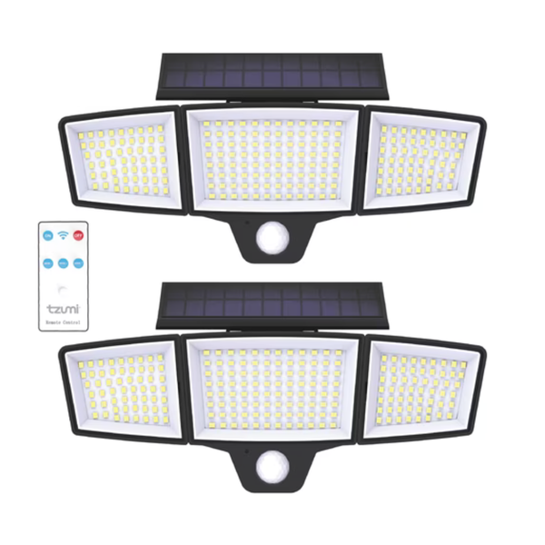 2-Pack Tzumi Solar Motion Sensor Flood Lights With Remote