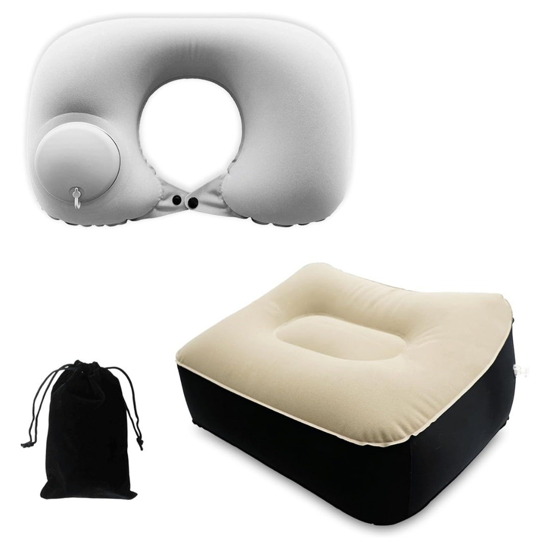 Soft & Comfortable Inflatable Travel Foot Rest Pillow