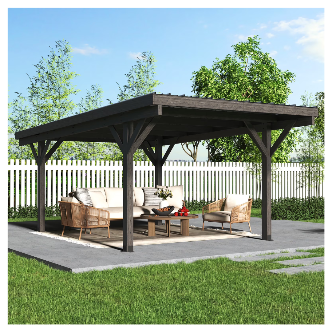 Aecojoy 17ft x 12ft Outdoor Wooden Pergola (Coffee)