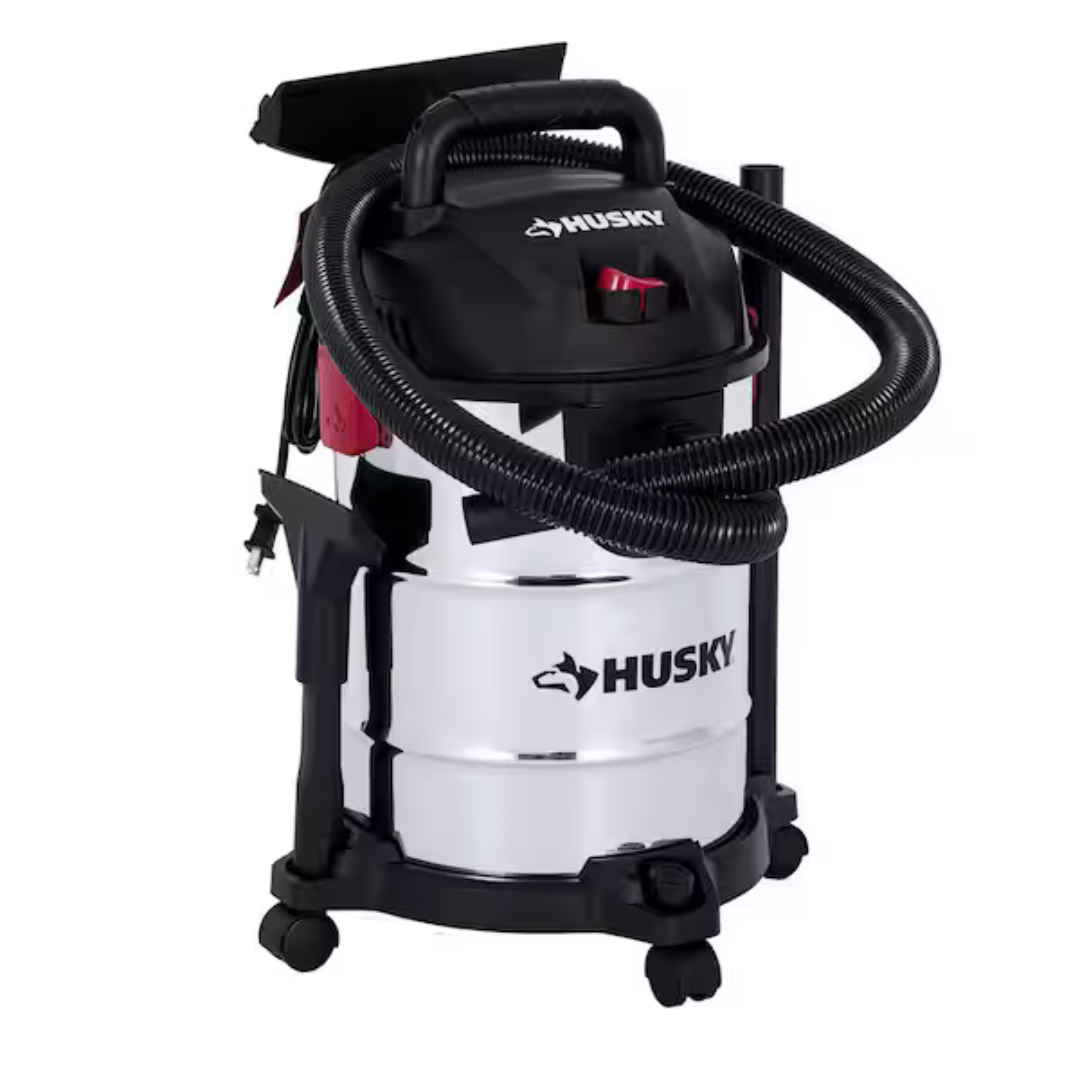 6-Gallon Husky Stainless Steel Wet/Dry Vac With Filter, Hose & Accessories