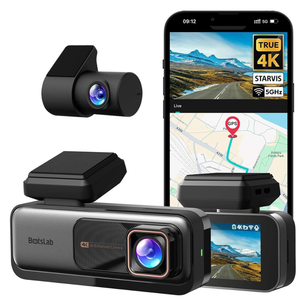 Botslab 4K Front and 2K Rear Dual Dash Cam With ADAS & 64GB Card