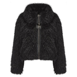 Women's Winter Warm Short Faux Fur Jacket With Big Lapel Collar