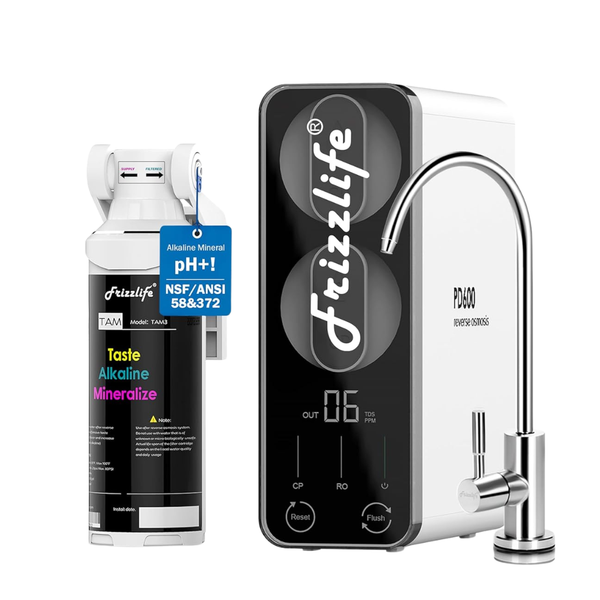 Frizzlife Tankless RO System W/Alkaline & Remineralization Filter + Electric Water Filter Dispenser