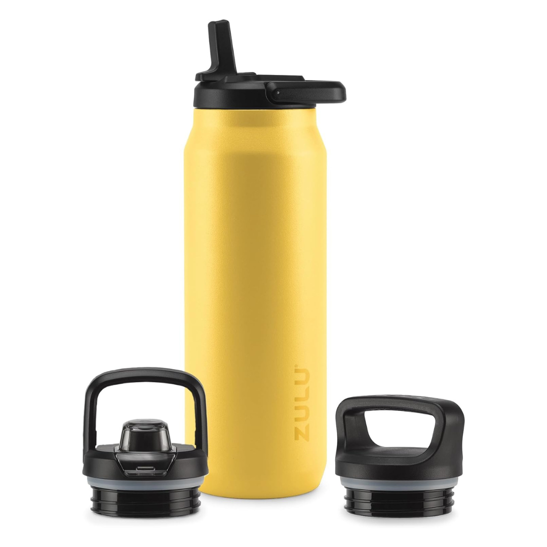 ZULU Base 40oz Stainless Steel Water Bottle With 3 Lids- Straw