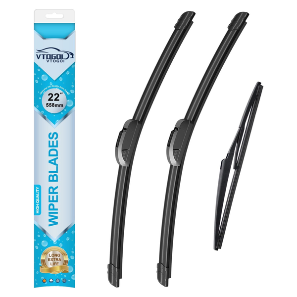 3-Pack Windshield Front Rear Wipers Blade Set