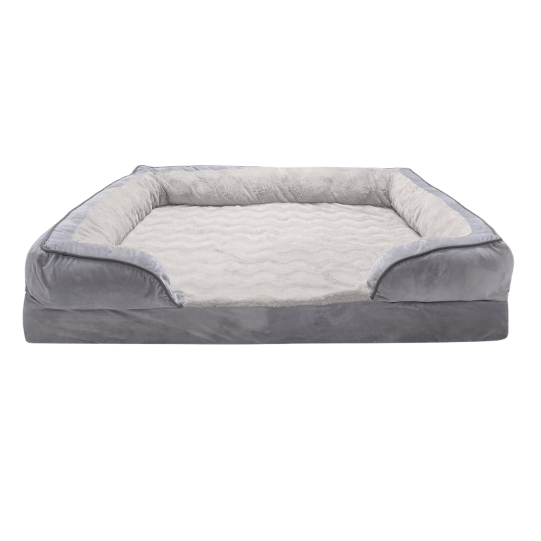 Furhaven Memory Foam Pet Bed W/ Removable Bolsters & Washable Cover