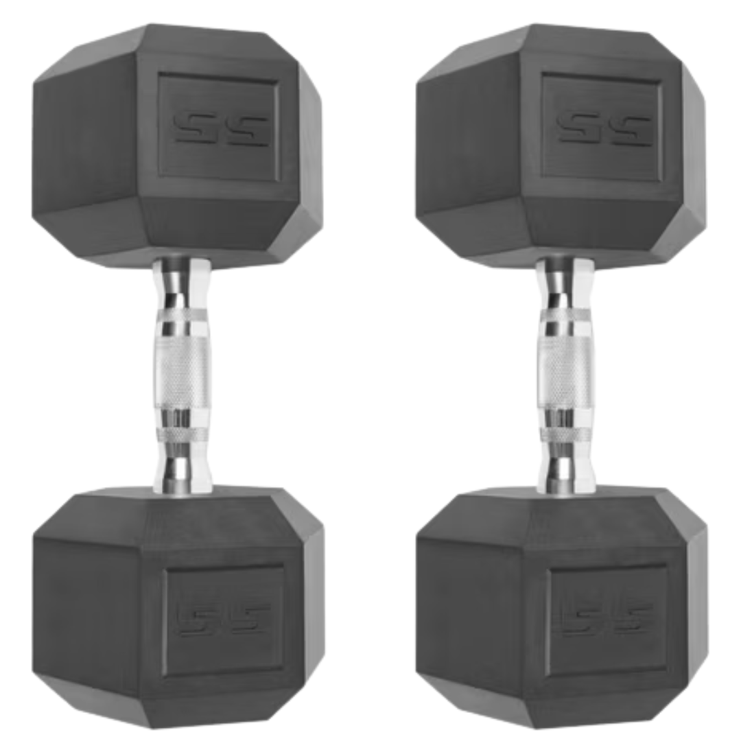 2-Pack CAP Barbell 55lb Coated Hex Dumbbell, Single