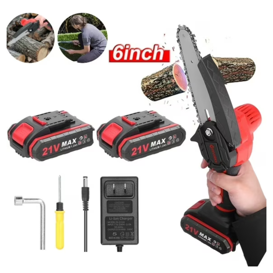 Geevorks 6" Mini Chainsaw With 2 x 21V Batteries