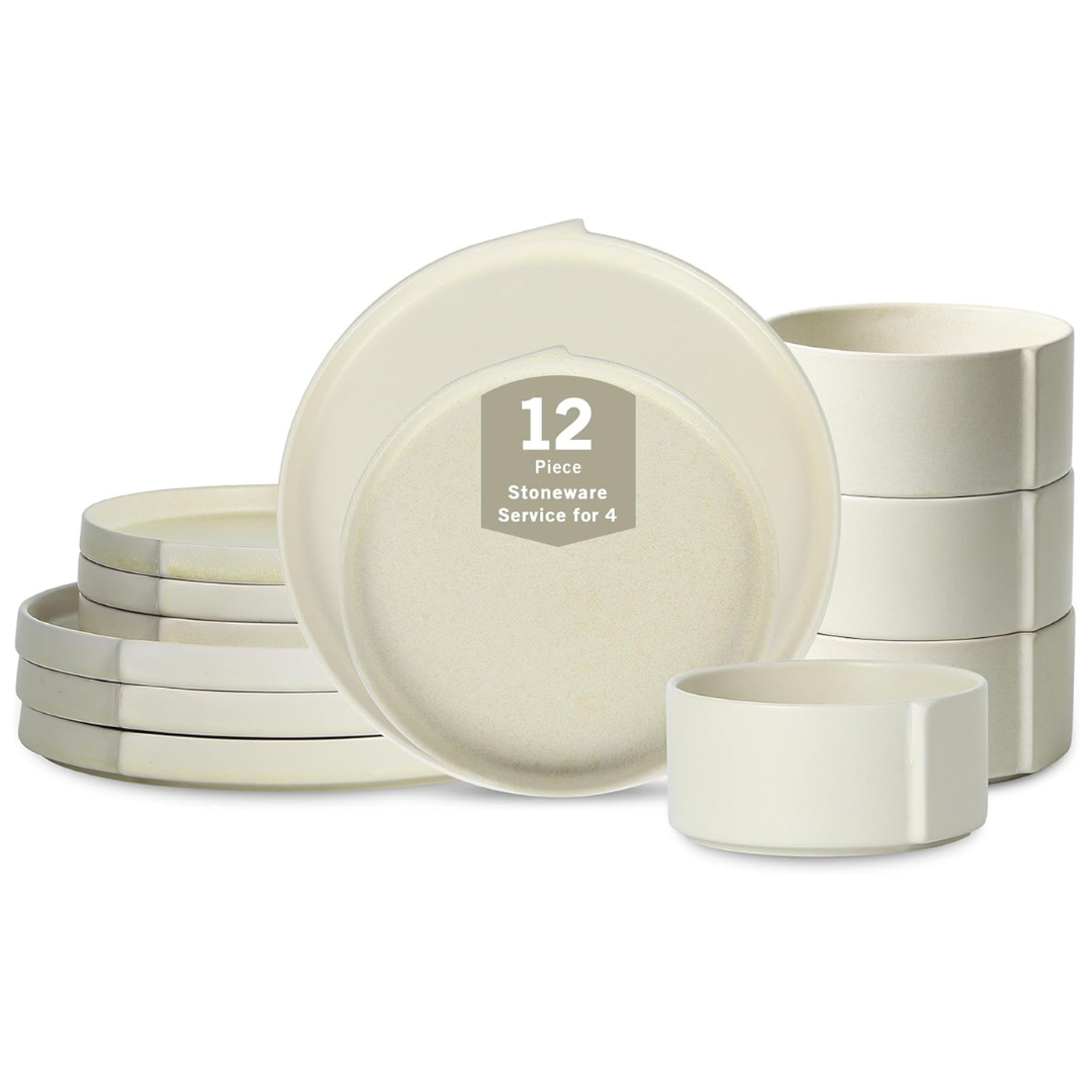 12-Piece Stone Lain Bao Stoneware Dinnerware Set