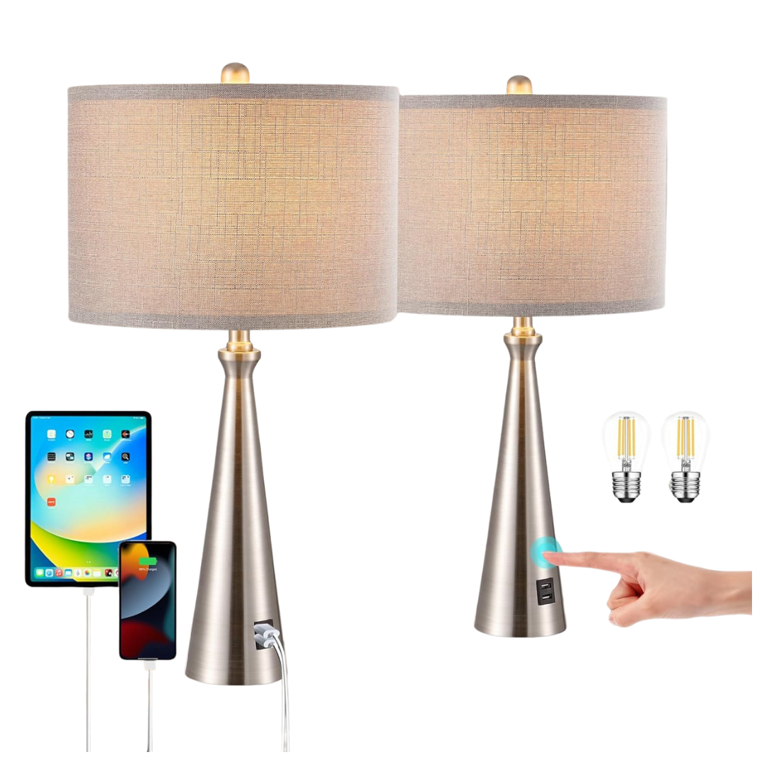 2 Pack Modern Bedside Lamps