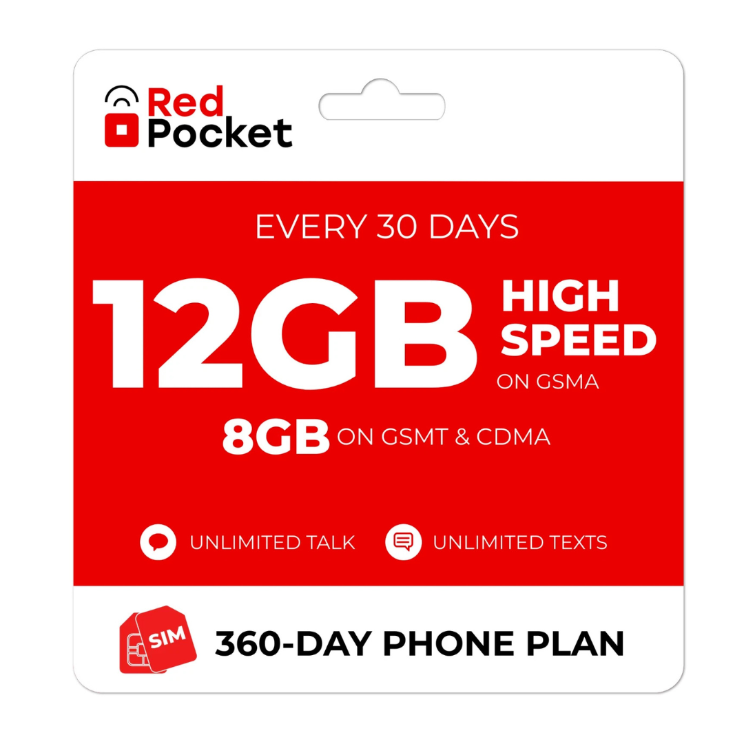 $15.84/Mo RedPocket Prepaid Plan: UnImtd Everything, GSMA 12GB(GSMT & CDMA 8GB)