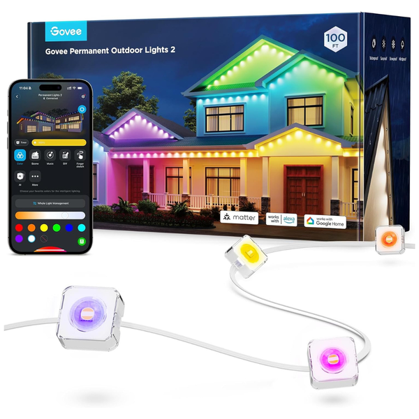 Govee Permanent Outdoor Lights 2 100ft RGBIC Lights w/72 LED Lights